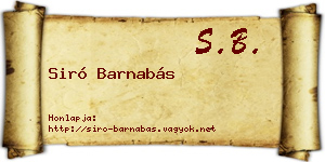Siró Barnabás névjegykártya