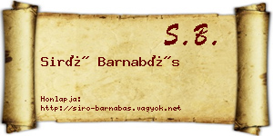 Siró Barnabás névjegykártya